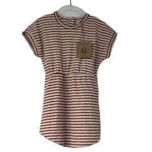 NWT Urbani Girls sz4 red striped terry dress elastic waist short sleeve aline